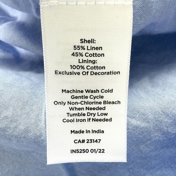 Talbots Linen Blend Floral Embroidered Chambray Shift Dress Blue Size 10 - Picture 8 of 10